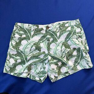Linen blend  Lagenlook Coastal Shorts - Palm Leaves -Old Navy - Size 14 - EUC